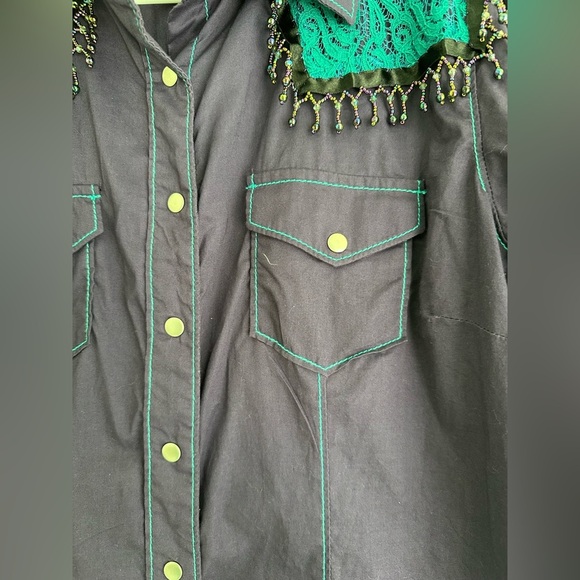 Cruel Snap Western Shirt Purple/Turquoise Shoulders, Stitch Long Sleeve Women L - Picture 4 of 8